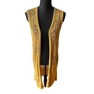 Boho Chic Chelsea & Theodore Crochet Lace Open Front Duster Vest